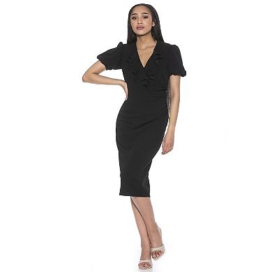 Women's ALEXIA ADMOR Alexis Ruffle Collar Puff Sleeve Sheath Dress