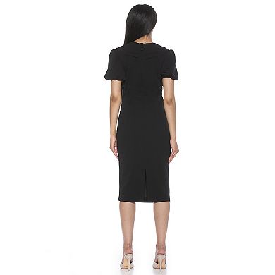 Women's ALEXIA ADMOR Alexis Ruffle Collar Puff Sleeve Sheath Dress