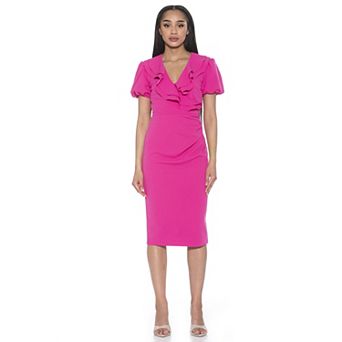 Women's ALEXIA ADMOR Alexis Ruffle Collar Puff Sleeve Sheath Dress