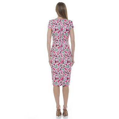 Women's ALEXIA ADMOR Janine Draped Neck Midi Sheath Dress