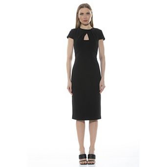 Women's ALEXIA ADMOR Janine Draped Neck Midi Sheath Dress