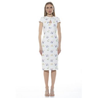 Women's ALEXIA ADMOR Janine Draped Neck Midi Sheath Dress