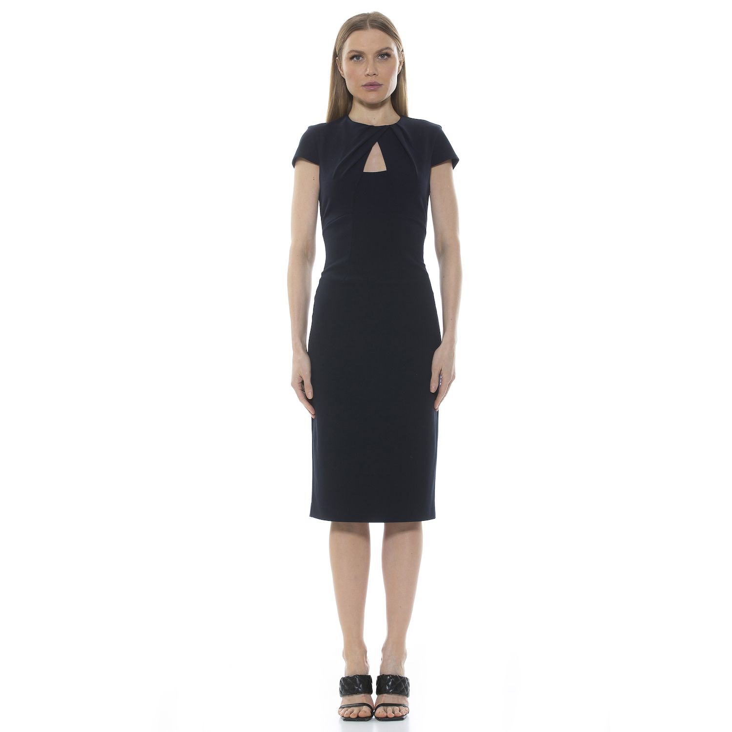 Женское платье Alexia Admor Janine Draped Neck Midi Sheath, цвет: Красный — фото 1