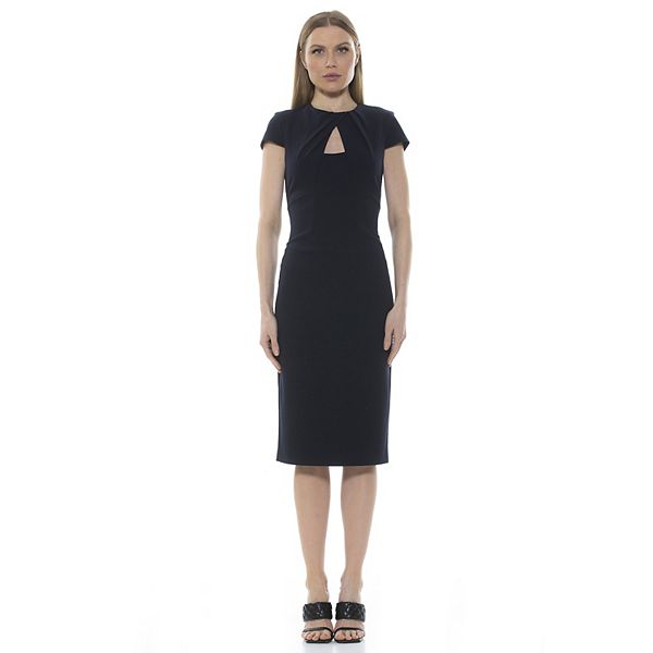 Women's ALEXIA ADMOR Janine Draped Neck Midi Sheath Dress