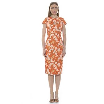 Women's ALEXIA ADMOR Janine Draped Neck Midi Sheath Dress
