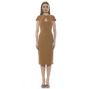 Women's ALEXIA ADMOR Janine Draped Neck Midi Sheath Dress