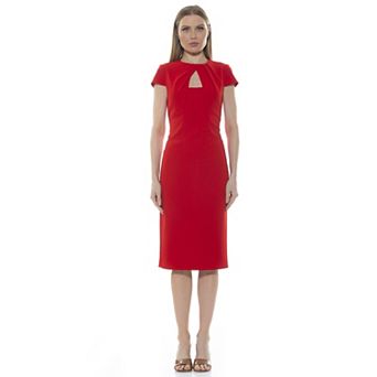 Women's ALEXIA ADMOR Janine Draped Neck Midi Sheath Dress