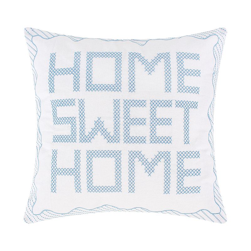 DRAPER JAMES RSVP Home Sweet Home Decorative Pillow, Blue, 18X18