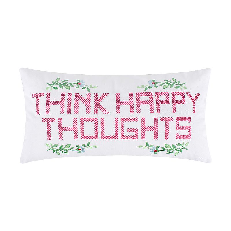 DRAPER JAMES Think Happy Thoughts Decorative Pillow, Pink, Fits All