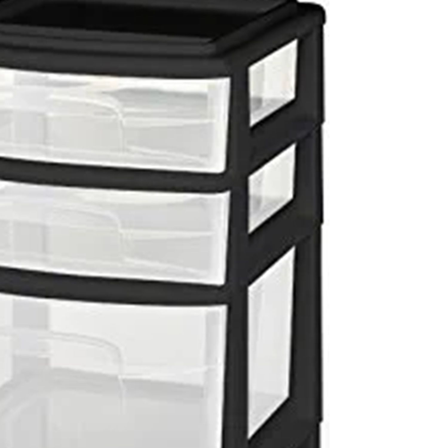 Homz Plastic 5 Clear Drawer Medium Home Storage Container Tower, Black ...