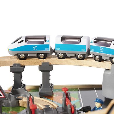 Hape 70 Piece Railway City Train Table and Set with Battery Powered Locomotive