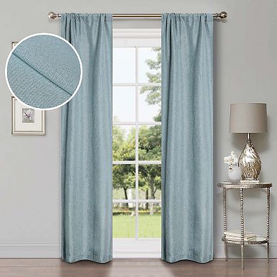 SUPERIOR Faux Linen 2-Pack Room Darkening Rod Curtain Set