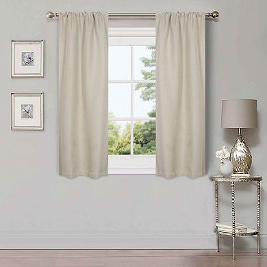 SUPERIOR Faux Linen 2-Pack Room Darkening Rod Curtain Set