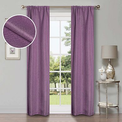SUPERIOR Faux Linen 2-Pack Room Darkening Rod Curtain Set