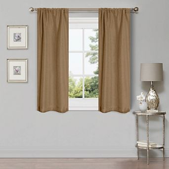 SUPERIOR Faux Linen 2-Pack Room Darkening Rod Curtain Set