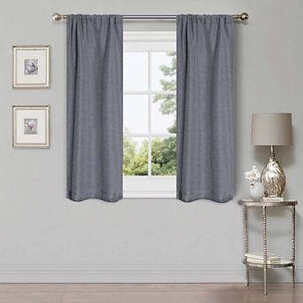 SUPERIOR Faux Linen 2-Pack Room Darkening Rod Curtain Set