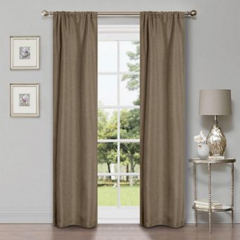 SUPERIOR Faux Linen 2-Pack Room Darkening Rod Curtain Set