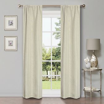SUPERIOR Faux Linen 2-Pack Room Darkening Rod Curtain Set