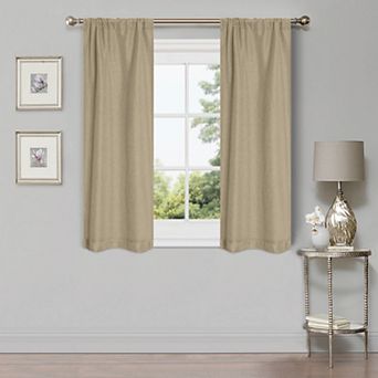 SUPERIOR Faux Linen 2-Pack Room Darkening Rod Curtain Set