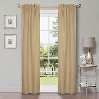SUPERIOR Faux Linen 2-Pack Room Darkening Rod Curtain Set