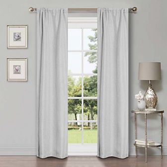 SUPERIOR Faux Linen 2-Pack Room Darkening Rod Curtain Set