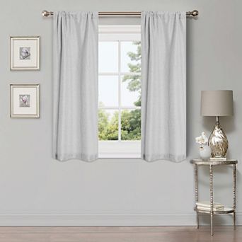 SUPERIOR Faux Linen 2-Pack Room Darkening Rod Curtain Set