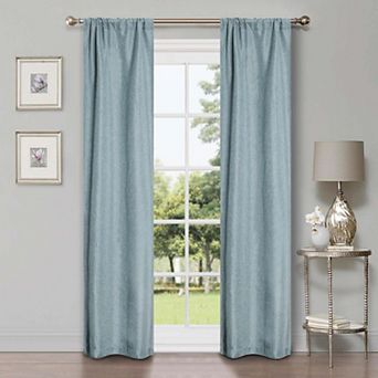 SUPERIOR Faux Linen 2-Pack Room Darkening Rod Curtain Set