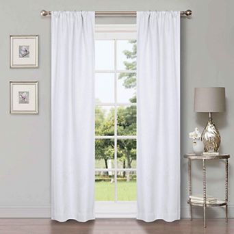 SUPERIOR Faux Linen 2-Pack Room Darkening Rod Curtain Set
