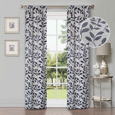 SUPERIOR Bohemian Leaves Insulated Thermal Blackout Rod Pocket Curtain Set