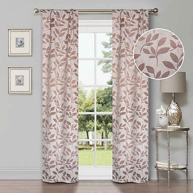 SUPERIOR Bohemian Leaves Insulated Thermal Blackout Rod Pocket Curtain Set