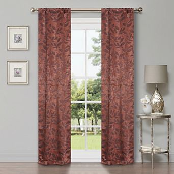 SUPERIOR Bohemian Leaves Room Darkening Rod Pocket Curtain Set
