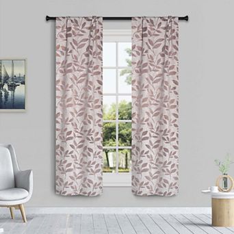 SUPERIOR Bohemian Leaves Room Darkening Rod Pocket Curtain Set