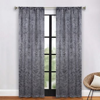 SUPERIOR Bohemian Leaves Room Darkening Rod Pocket Curtain Set