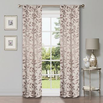SUPERIOR Bohemian Leaves Room Darkening Rod Pocket Curtain Set