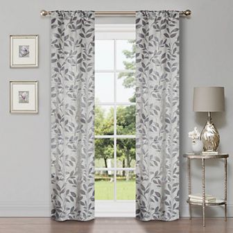 SUPERIOR Bohemian Leaves Room Darkening Rod Pocket Curtain Set
