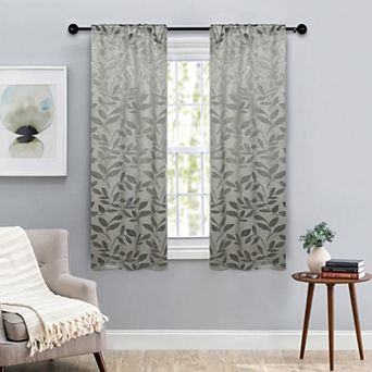 SUPERIOR Bohemian Leaves Room Darkening Rod Pocket Curtain Set
