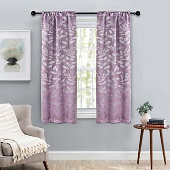 SUPERIOR Bohemian Leaves Room Darkening Rod Pocket Curtain Set