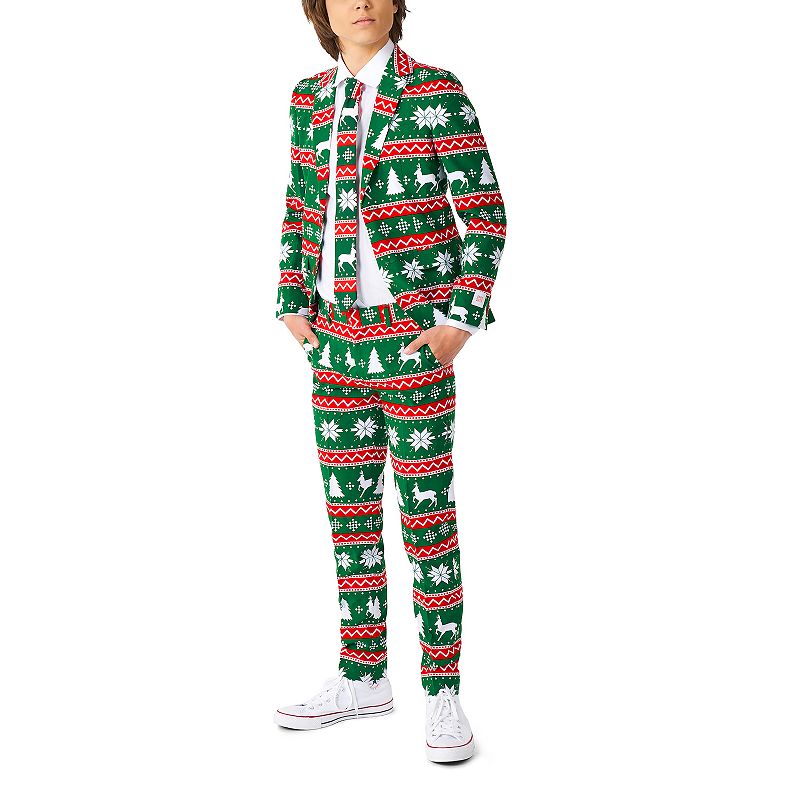 Boys 10-16 OppoSuits Festive Green Jacket, Pants & Tie Suit Set, Boy's