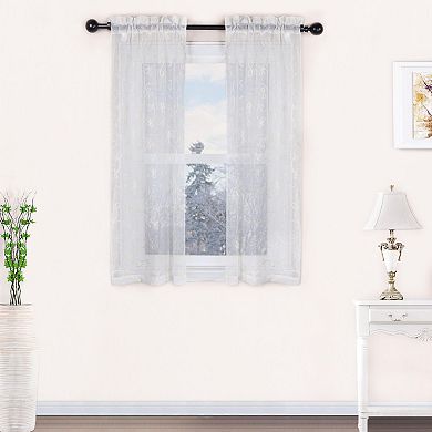 Superior Bohemian Scroll Sheer Rod Pocket Curtain Set