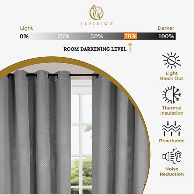 SUPERIOR Shimmer 2-Pack Room Darkening Rod Pocket Curtain Set