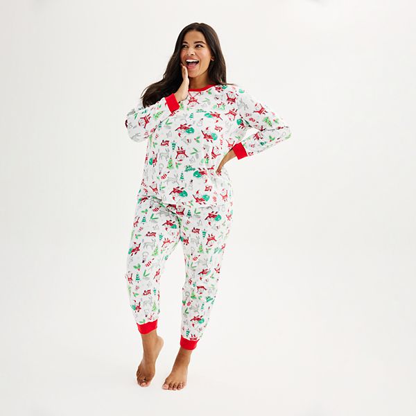 Plus Size Jammies For Your Families® Doodle Santa Cozy Microfleece Top