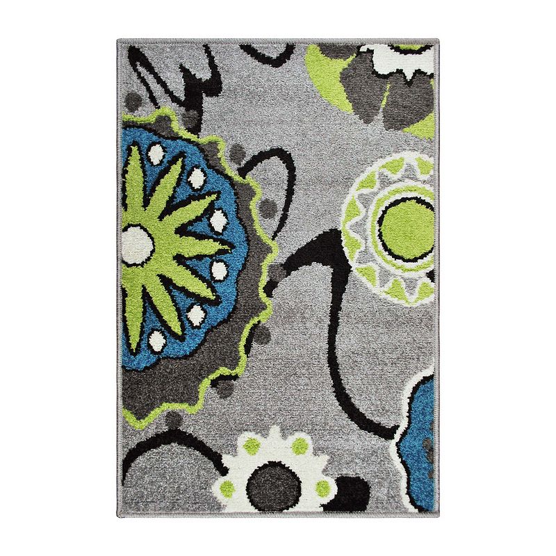 SUPERIOR Lana Floral Indoor Area Rug, Grey, 8X10 Ft