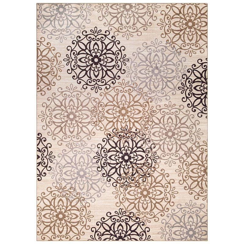 SUPERIOR Leigh Non-Slip Floral Medallion Accent Rug, Multicolor, 2X3 Ft