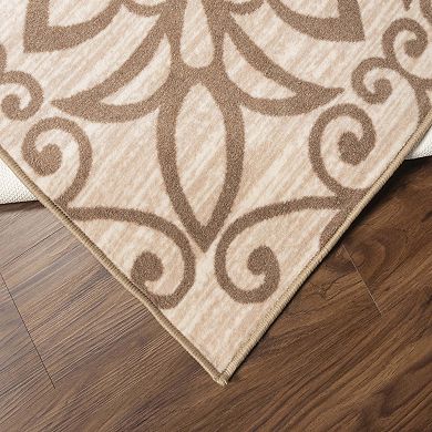 SUPERIOR Leigh Non-Slip Floral Medallion Accent Rug