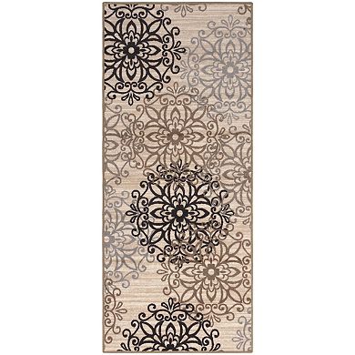 SUPERIOR Leigh Non-Slip Floral Medallion Accent Rug