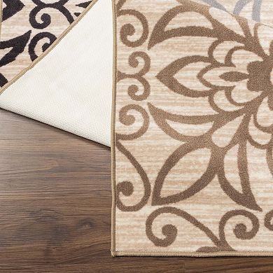 SUPERIOR Leigh Non-Slip Floral Medallion Accent Rug