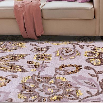 SUPERIOR Jezabel Floral Leaves Non-Slip Area Rug or Runner