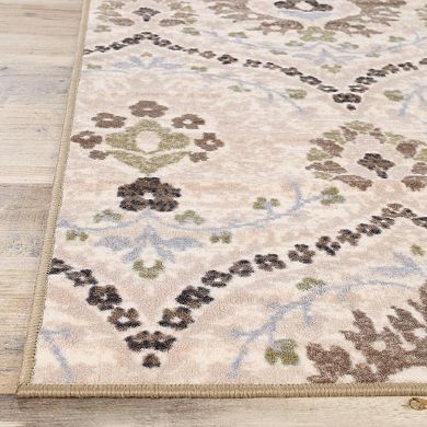 SUPERIOR Augusta Floral Damask Non-Slip Area Rug