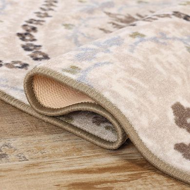 SUPERIOR Augusta Floral Damask Non-Slip Area Rug