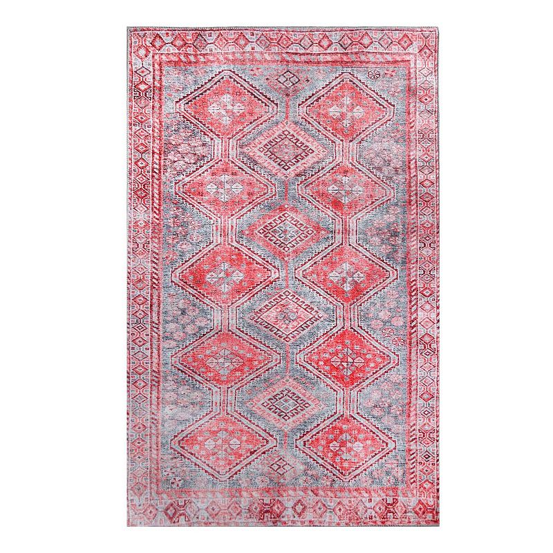 SUPERIOR Pershing Boho Geometric Diamonds Indoor Area Rug, Red, 2.5X8 Ft